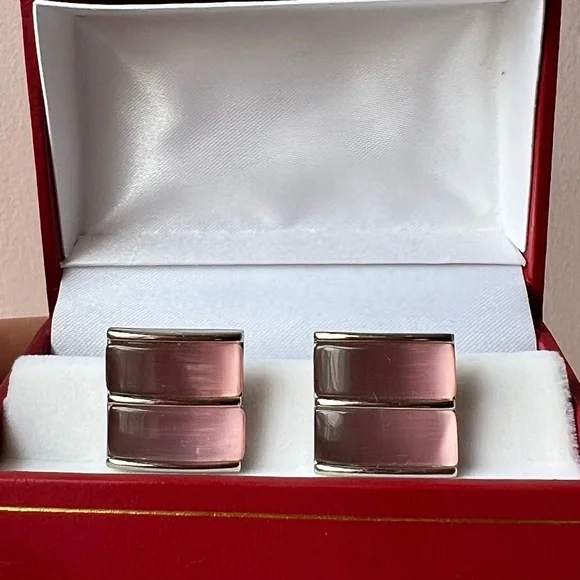 DONALD TRUMP SIGNATURE COLLECTION PINK CAT’S EYE GLASS CUFFLINKS SILVERTONE RARE